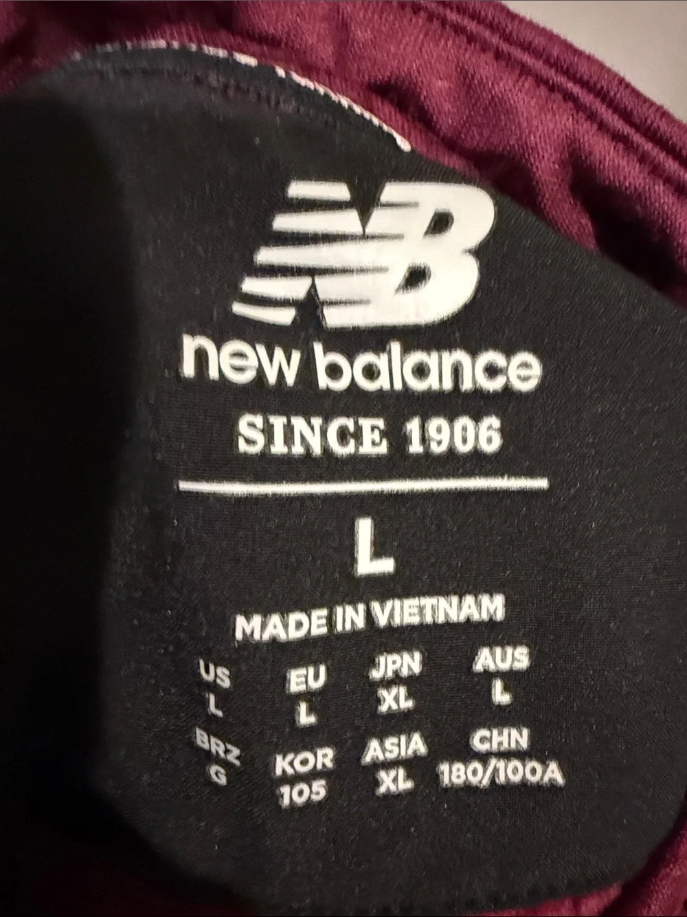 E New Balance Men's Large Maroon Half-Zip Pullover with Black Chest Panel